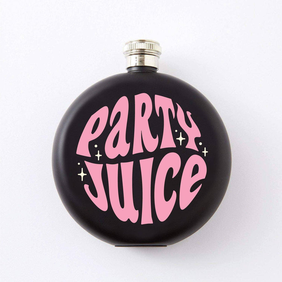 Punky Pins Party Juice Round Black Hip Flask