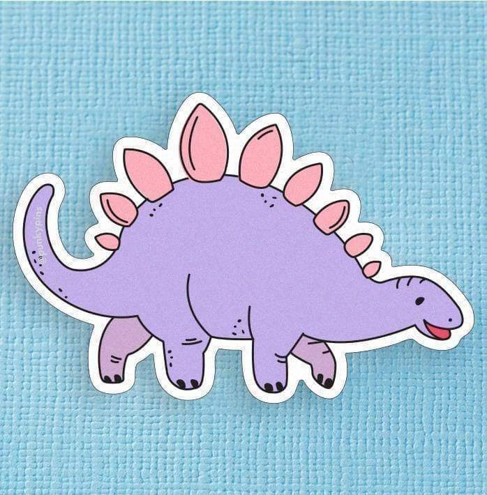 Punky Pins Pastel Lilac and Pink Stegosaurus Dinosaur Large Vinyl Sticker
