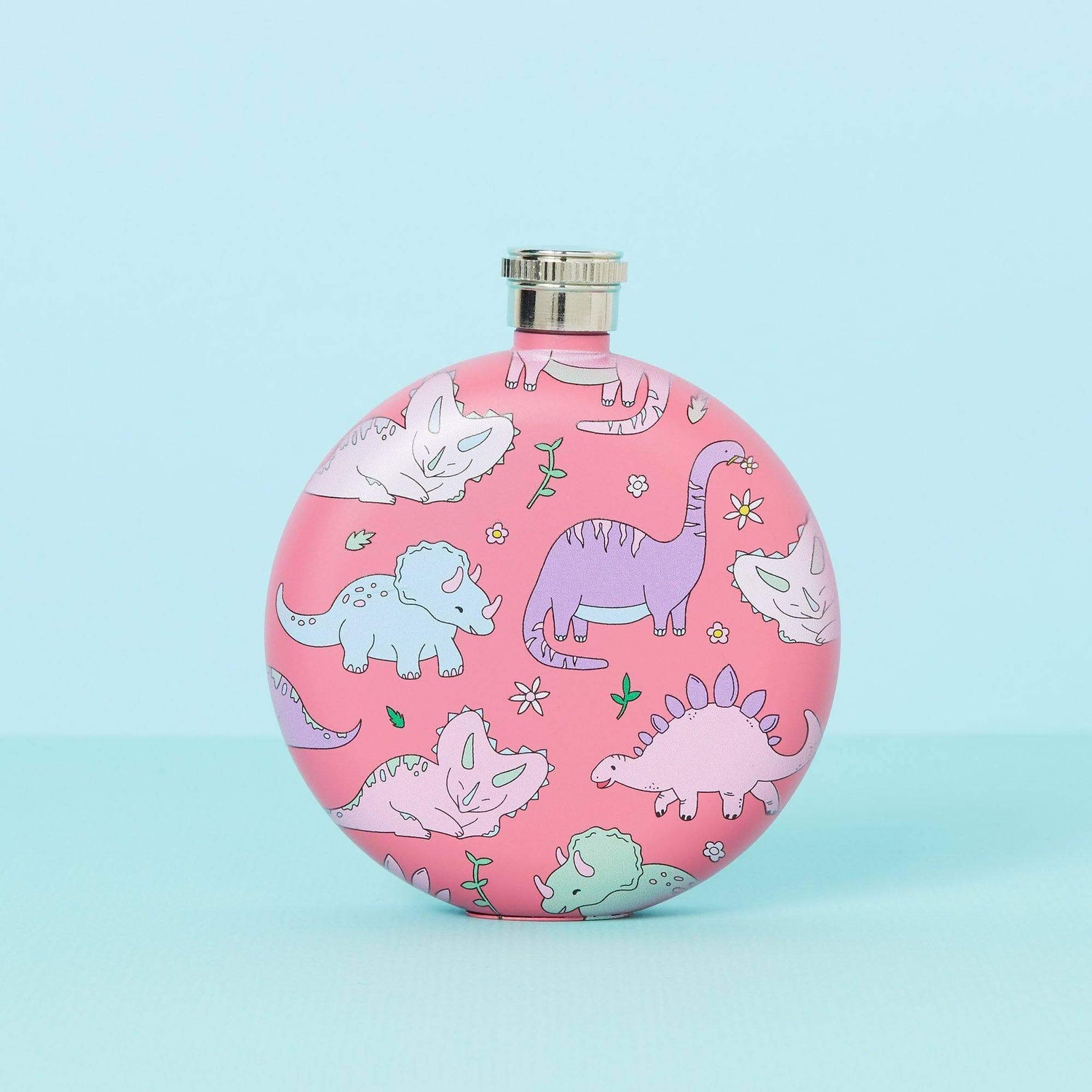 Punky Pins Pastel Pink Dinosaur Hip Flask