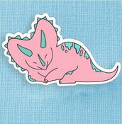 Pink and Green Triceratops Dinosaur Large Vinyl Sticker