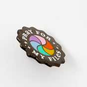 Punky Pins Pray For My Files Rainbow Wheel Enamel Pin