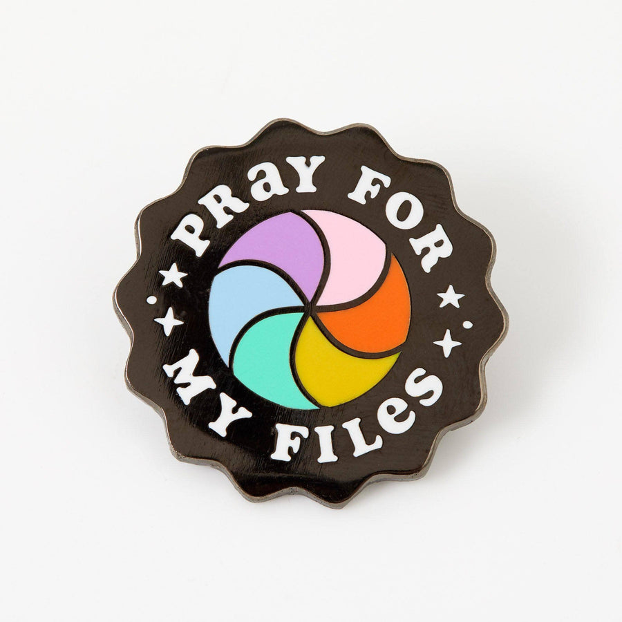 Punky Pins Pray For My Files Rainbow Wheel Enamel Pin