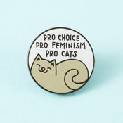 Punky Pins Pro Cats Pro Choice Grey Enamel Pin - Limited Edition