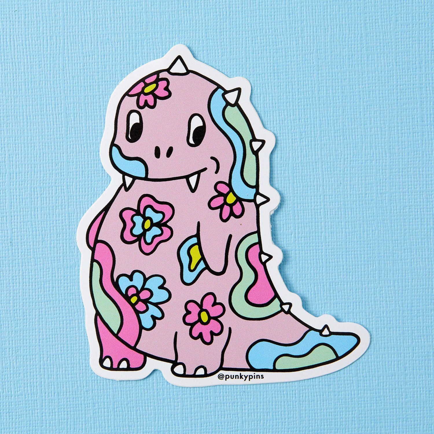 Punky Pins Psychedelic Print Dinosaur Vinyl Sticker