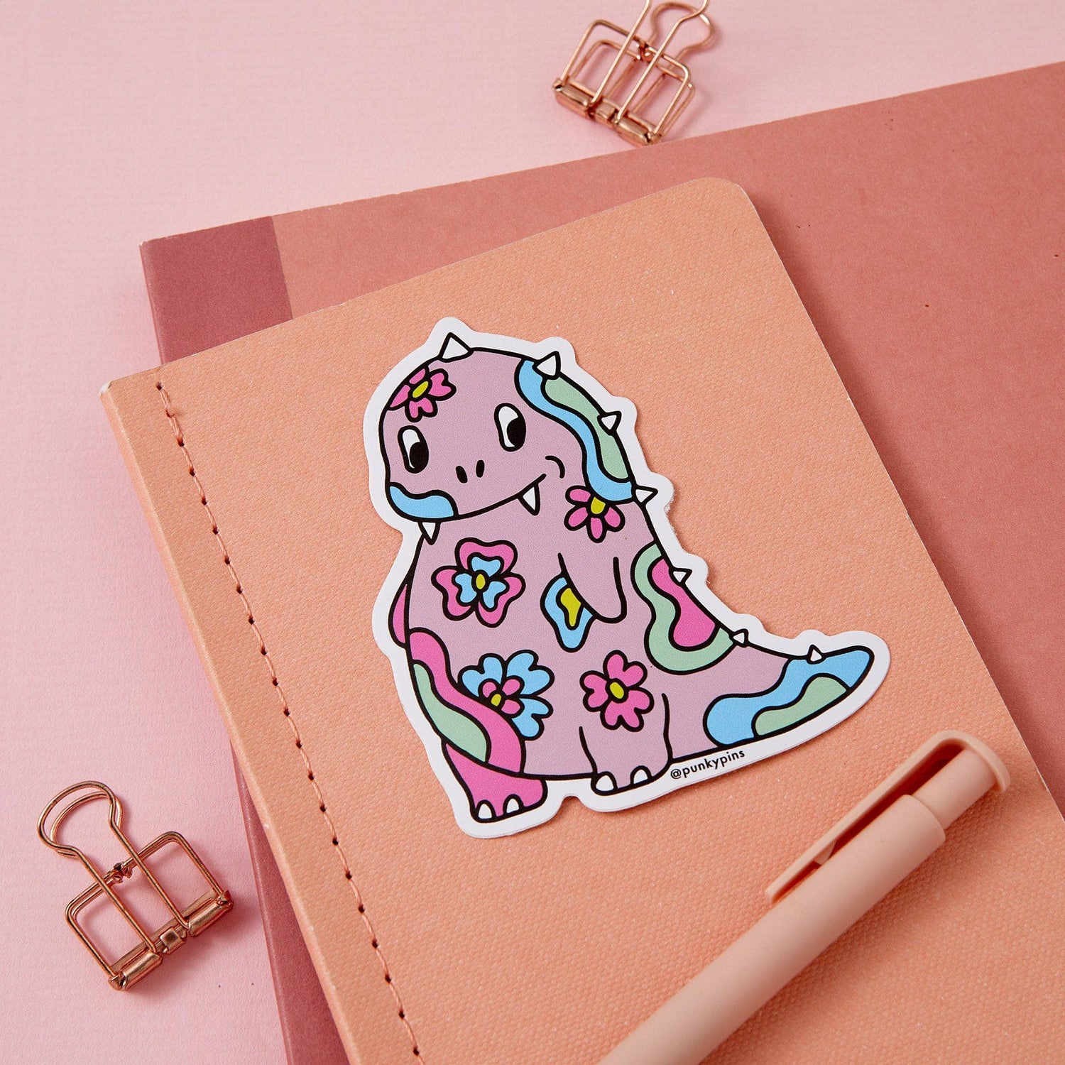 Punky Pins Psychedelic Print Dinosaur Vinyl Sticker