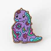 Punky Pins Psychedelic Print Dinosaur Wooden Eco Pin