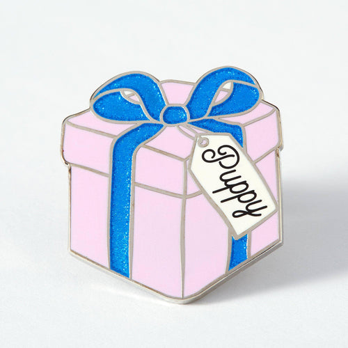 Puppy Gift Box Enamel Pin