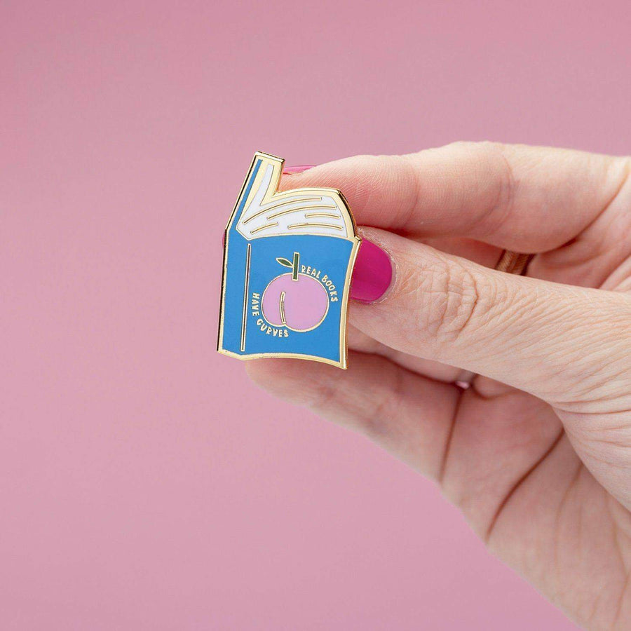 Punky Pins Real Books Have Curves Enamel Pin