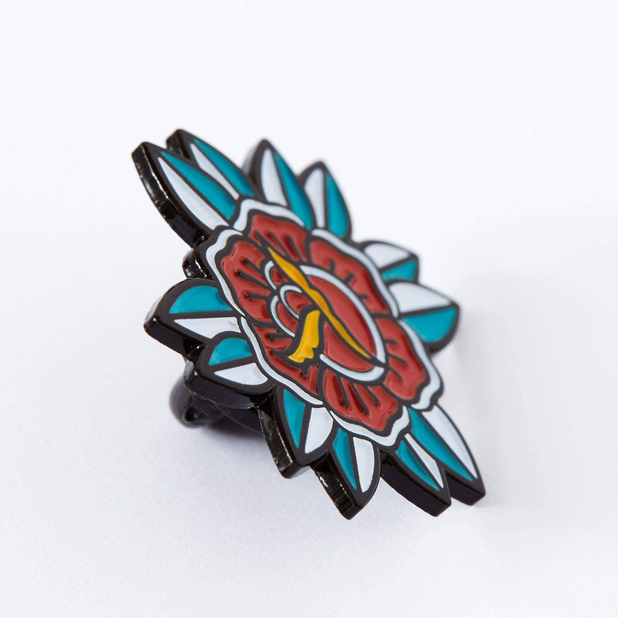 Red Flower Tattoo Inspired Enamel Pin – punkypins