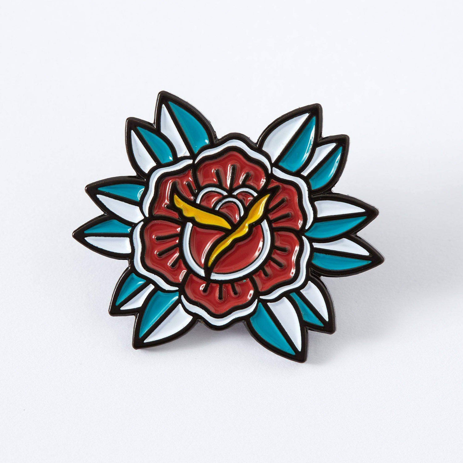 Punky Pins Red Flower Tattoo Inspired Enamel Pin