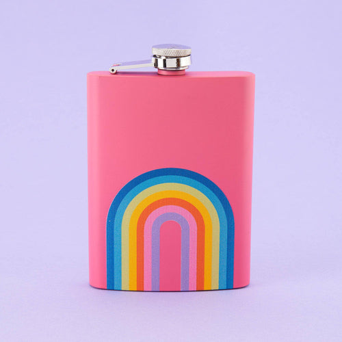 Retro Rainbow Hip Flask - Pink