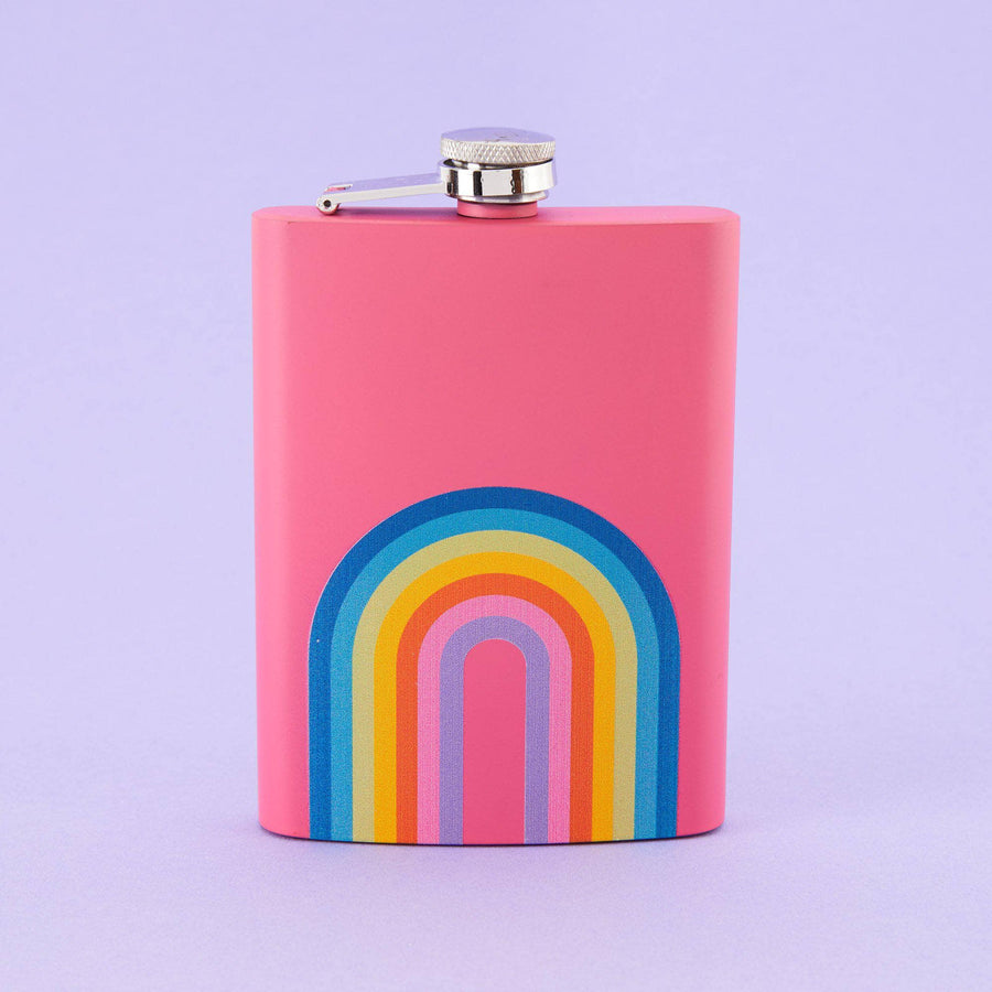 Punky Pins Retro Rainbow Hip Flask - Pink