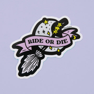 Punky Pins Ride or Die Broomstick Vinyl Sticker