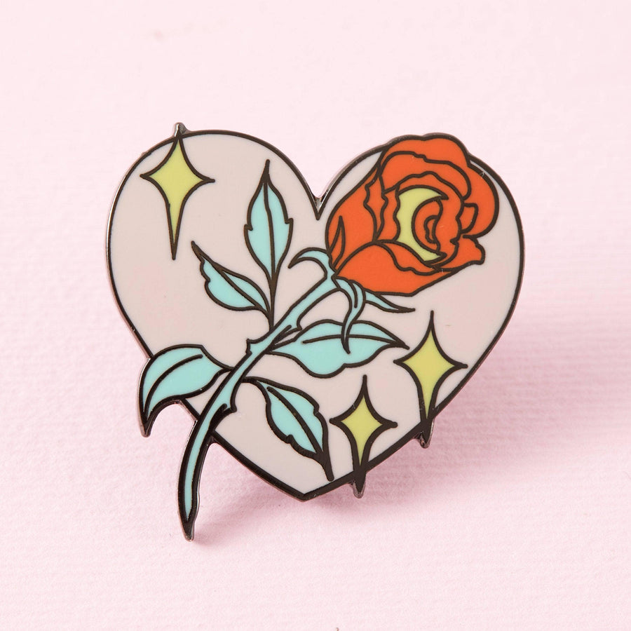 Punky Pins Rose In Heart Enamel Pin