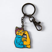 Punky Pins Rosie Riveter Cat Enamel Keyring