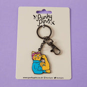 Punky Pins Rosie Riveter Cat Enamel Keyring