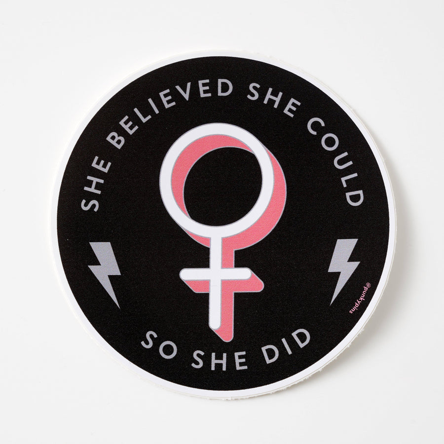 Punky Pins She Believed She Could So She Did Vinyl Sticker