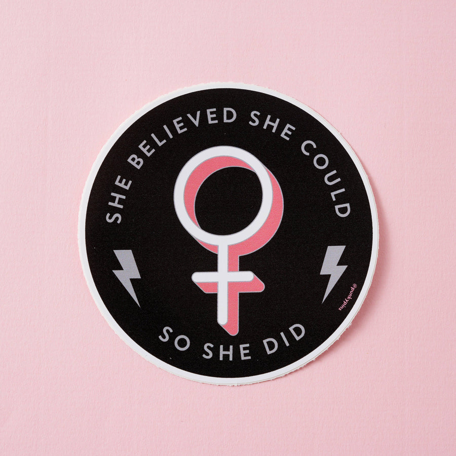 Punky Pins She Believed She Could So She Did Vinyl Sticker