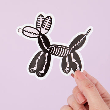 Punky Pins Skeleton Balloon Dog Vinyl Sticker