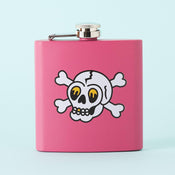 Punky Pins Skull & Crossbone Tattoo Short Pink Hip Flask