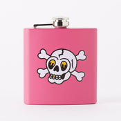 Punky Pins Skull & Crossbone Tattoo Short Pink Hip Flask