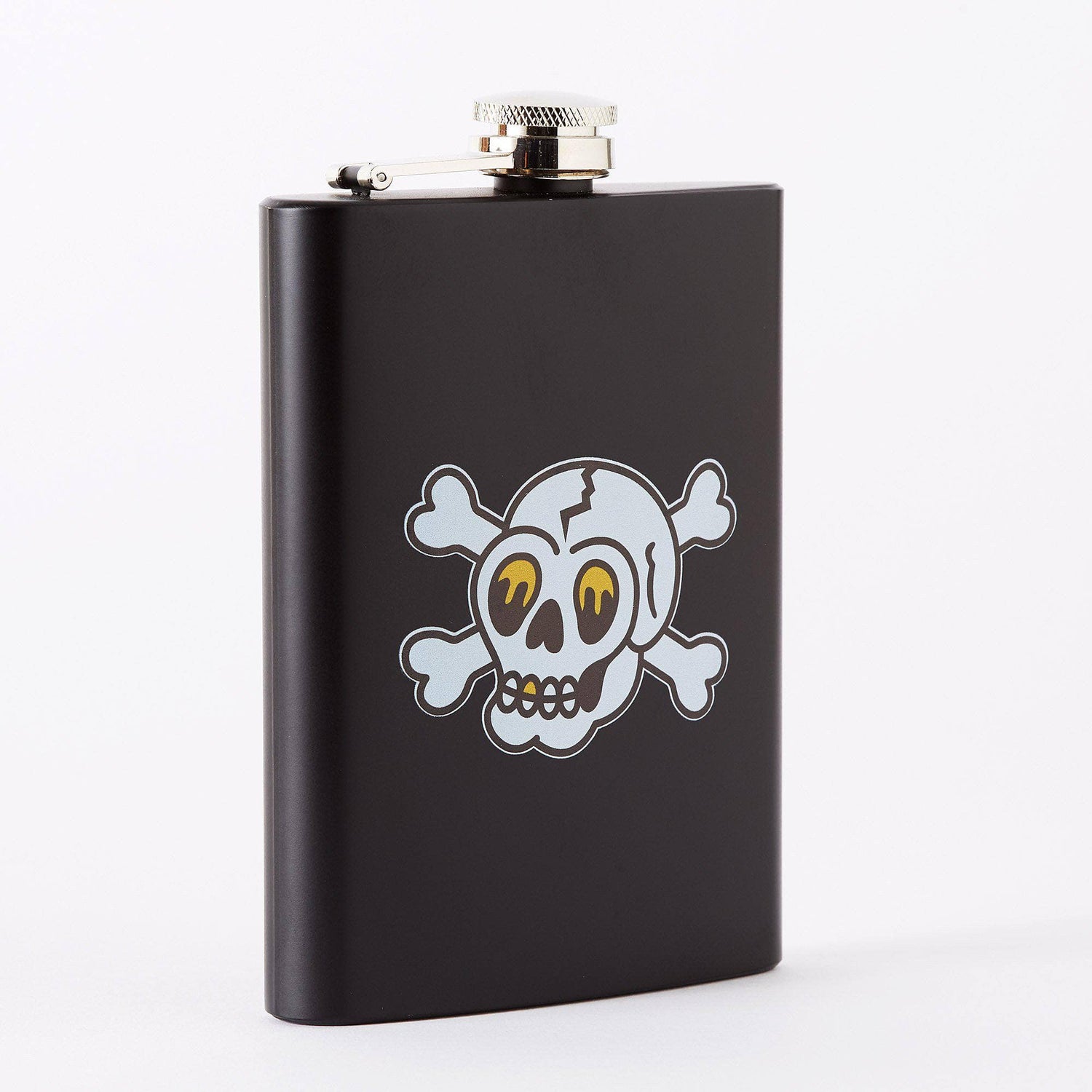 Skull & Crossbones Tattoo Tall Black Hip Flask