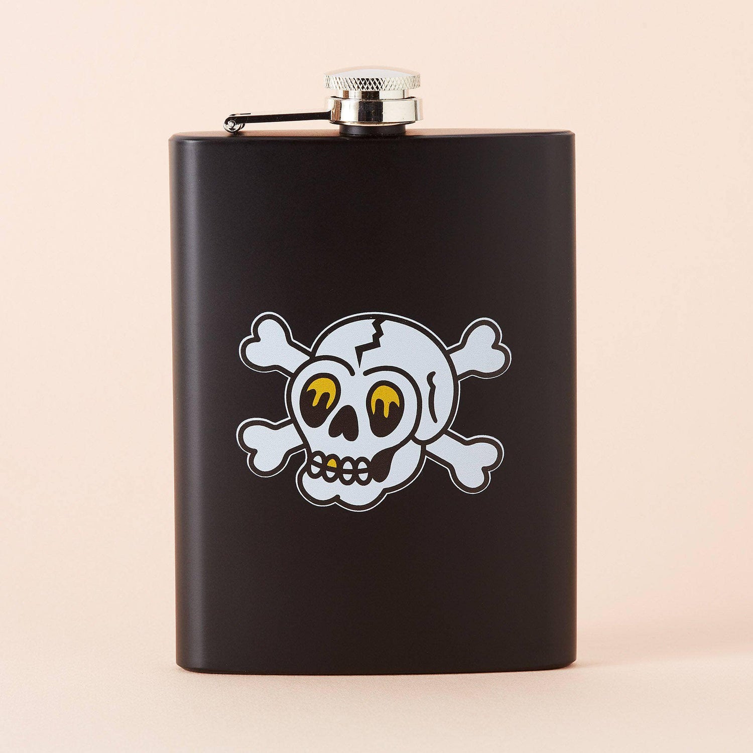 Punky Pins Skull & Crossbones Tattoo Tall Black Hip Flask