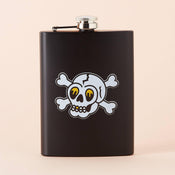 Punky Pins Skull & Crossbones Tattoo Tall Black Hip Flask