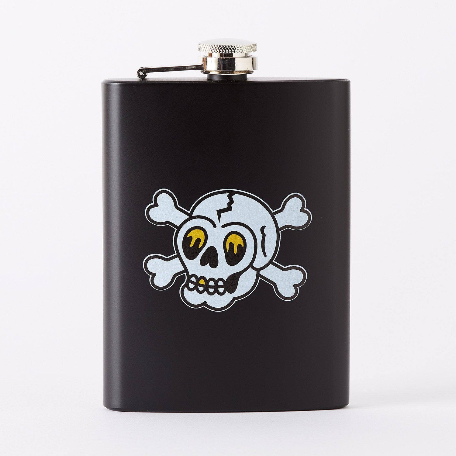 Punky Pins Skull & Crossbones Tattoo Tall Black Hip Flask