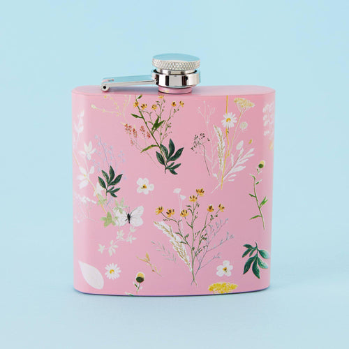 Spring Meadow Hip Flask - Square Light Pink