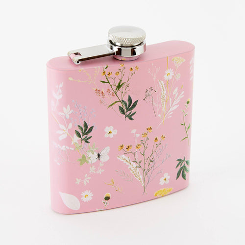 Punky Pins Spring Meadow Hip Flask - Square Light Pink