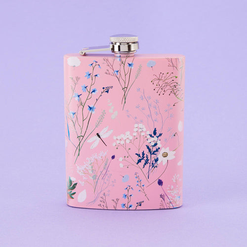 Spring Meadow Hip Flask - Tall Light Pink