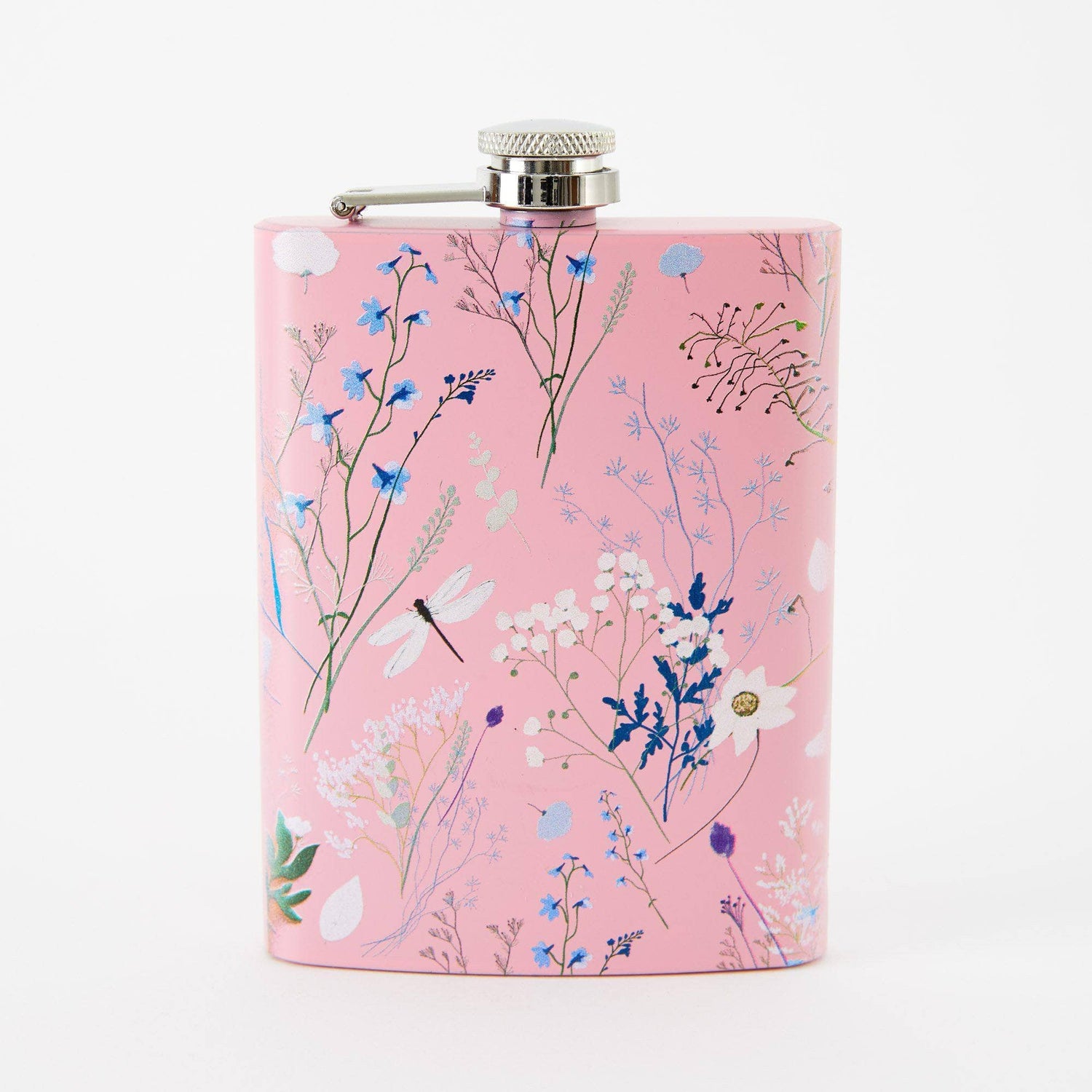 Punky Pins Spring Meadow Hip Flask - Tall Light Pink