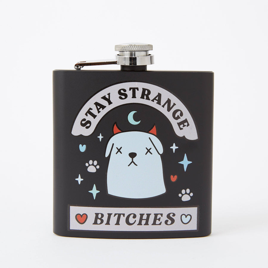 Punky Pins Stay Strange Bitches Hip Flask