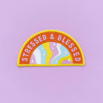 Punky Pins Stressed and Blessed Embroidered Iron On Patch