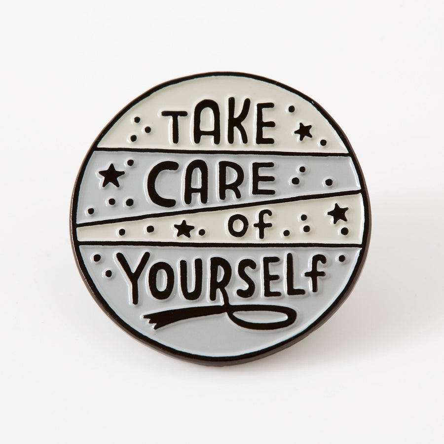 Punky Pins Take Care Of Yourself Grey Enamel Pin - Limited Edition