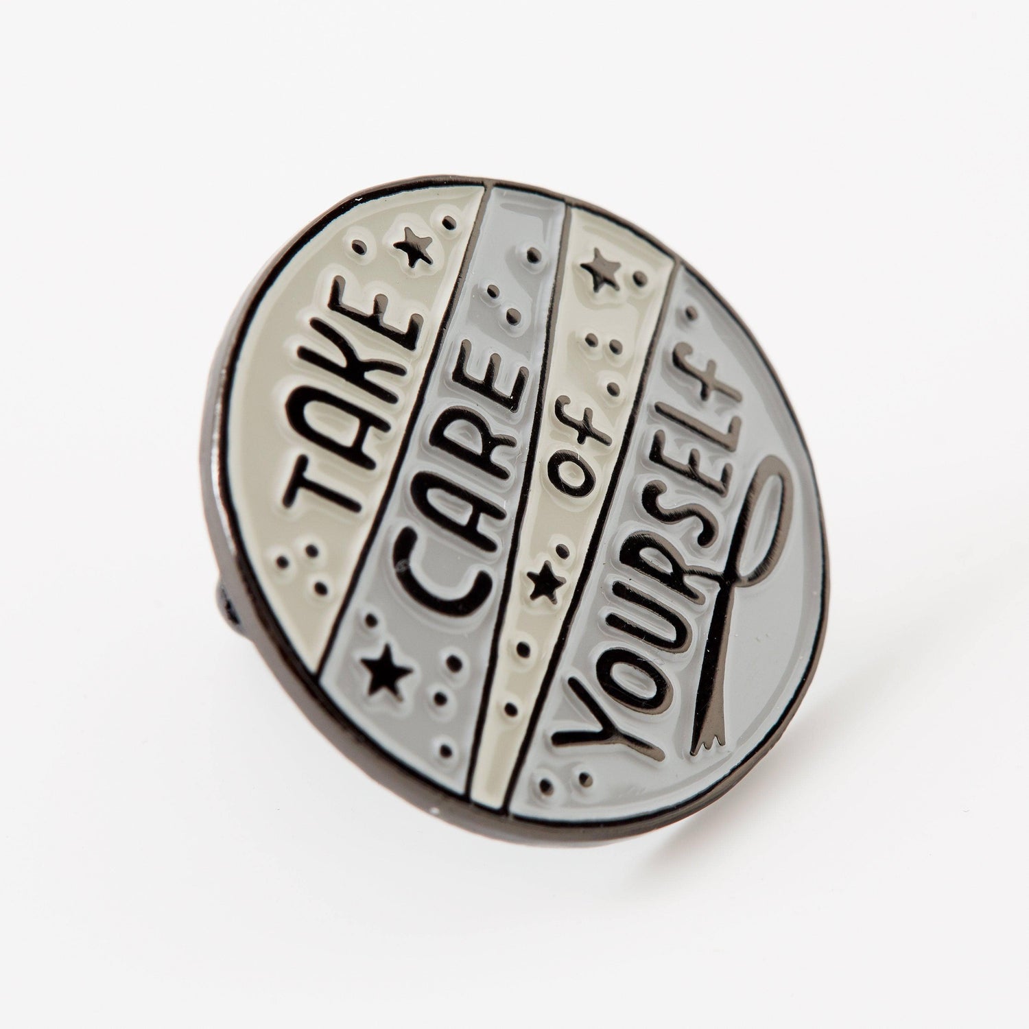 Punky Pins Take Care Of Yourself Grey Enamel Pin - Limited Edition