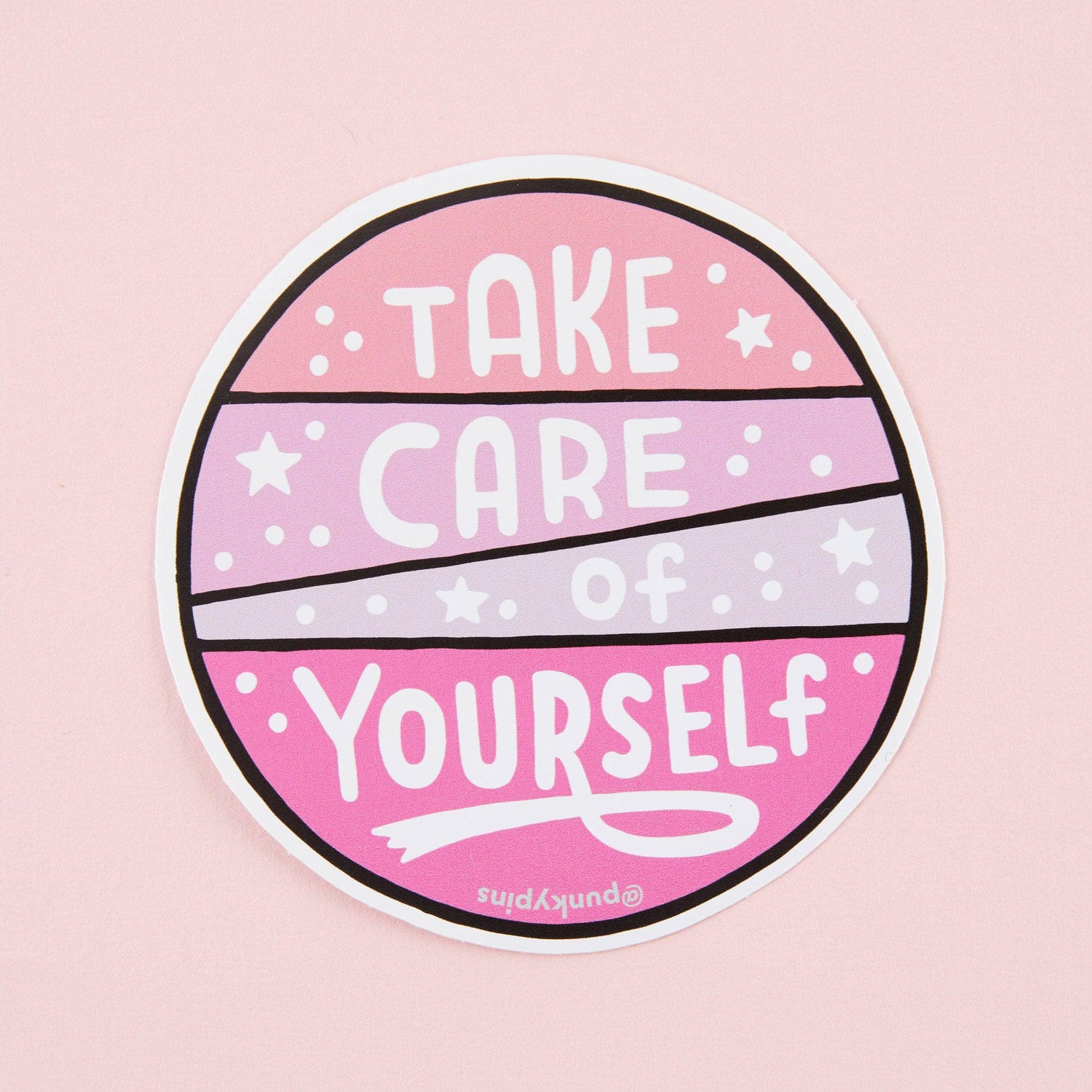 Punky Pins Take Care Of Yourself PINK/ WHITE/ PURPLE Vinyl Sticker