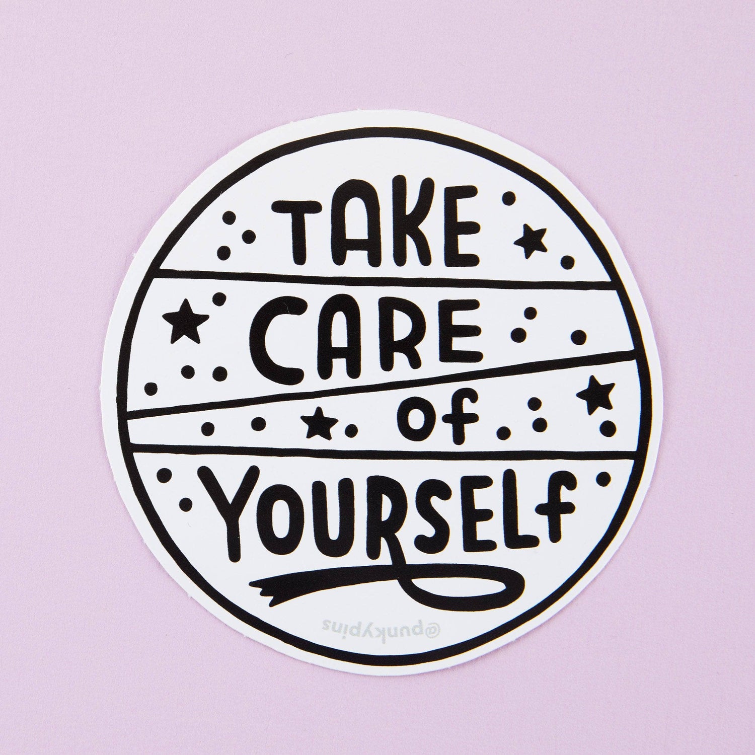 Punky Pins Take Care Of Yourself PINK/ WHITE/ PURPLE Vinyl Sticker