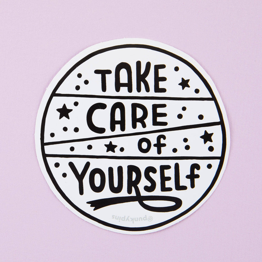 Punky Pins Take Care Of Yourself PINK/ WHITE/ PURPLE Vinyl Sticker