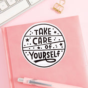 Punky Pins Take Care Of Yourself PINK/ WHITE/ PURPLE Vinyl Sticker