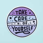 Punky Pins Take Care Of Yourself PINK/ WHITE/ PURPLE Vinyl Sticker