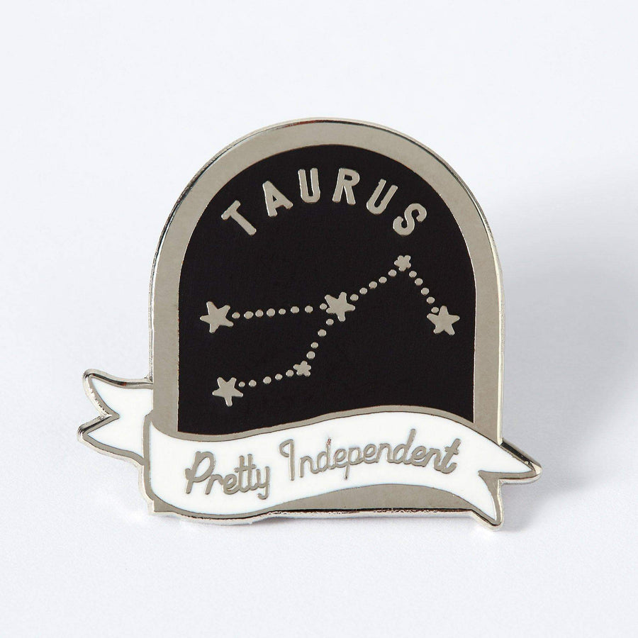 Punky Pins Taurus Black and White Starsign Enamel Pin