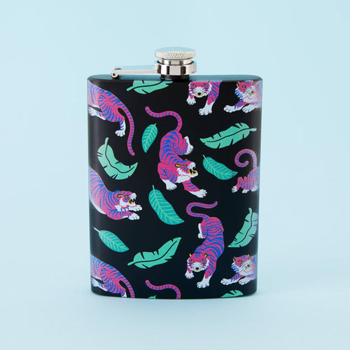 Tiger Hip Flask - Tall Black