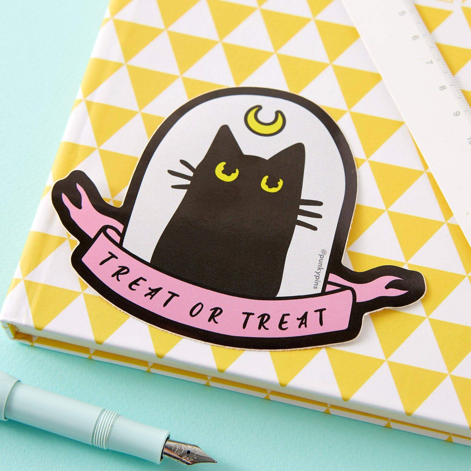 Punky Pins Treat or Treat Cat Laptop Sticker