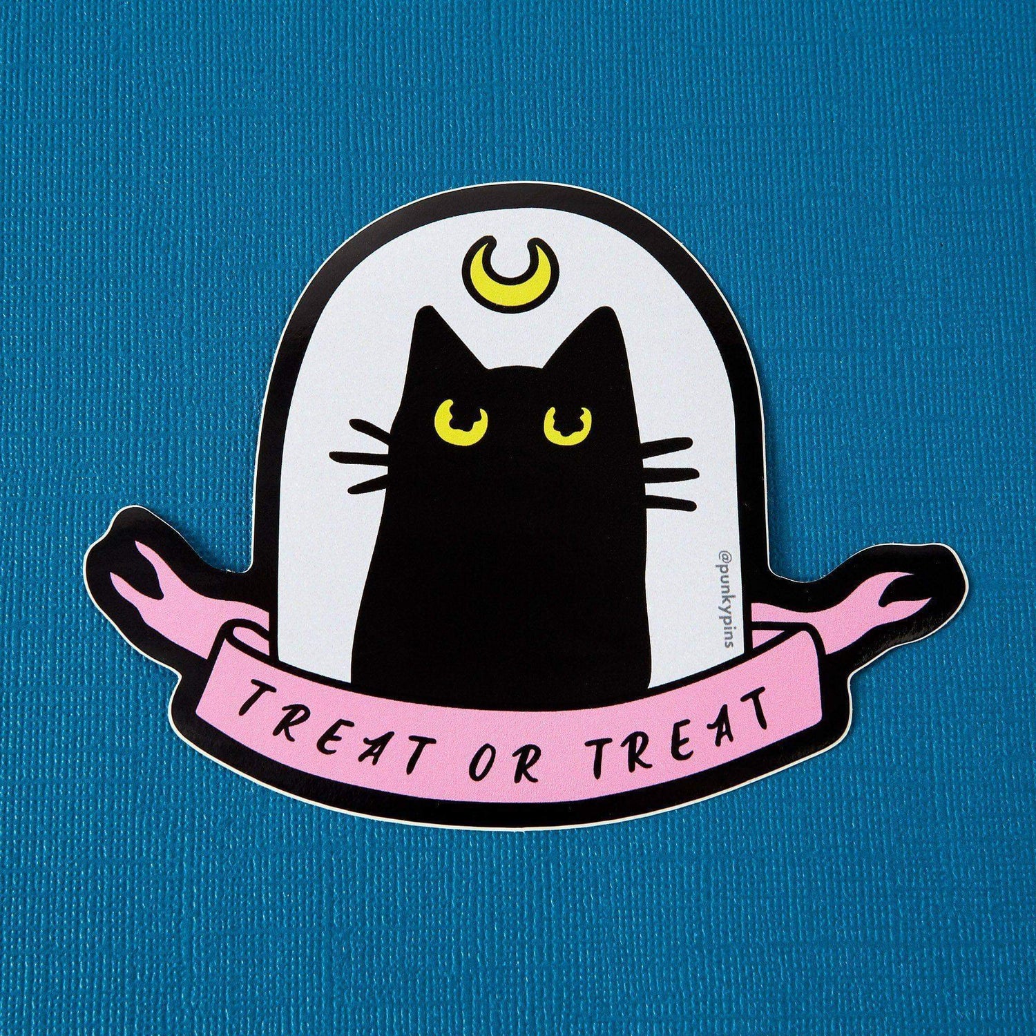 Punky Pins Treat or Treat Cat Laptop Sticker