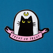 Punky Pins Treat or Treat Cat Laptop Sticker