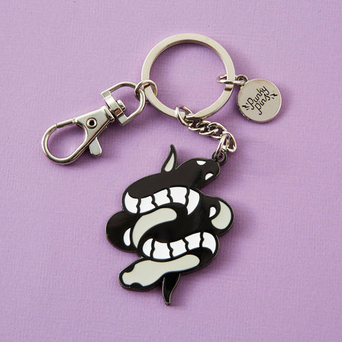 Twin Snakes Hard Enamel Keyring