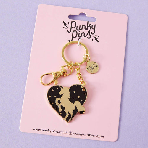 Unicorn Heart Enamel Keyring