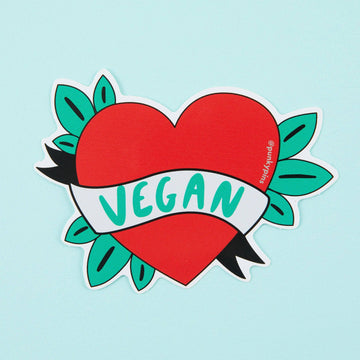 Punky Pins Vegan Heart Vinyl Sticker
